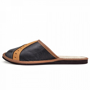 Papuci de Casa din Piele Model 'Highlander' Brand Nowo, Culaore Maro