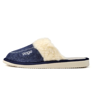 Profil lateral al papucilor Denim Wool Albastru Denim cu talpă EVA de 2 cm.