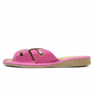 Papuci de Casa Vara din Piele Culoare Alb/Roz Model 'Summer Candy' Pink