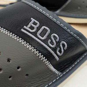 Papuci de Casa Vara din Piele Culoare Negru Model 'Boss' 