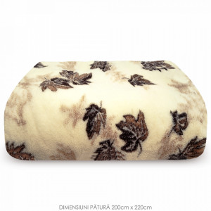 Patura din Lana Naturala de Oaie 100% Model 'Autumn Forest' Marime 200 x 220, 1 Bucata