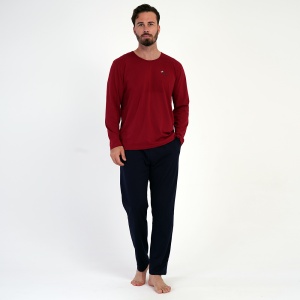 Pijama Bărbați din Bumbac 100% Vienetta|MAN 'Old Money' Burgundy