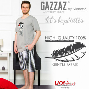 Pijama Barbati Gazzaz by Vienetta, 'Let's be Pirates' Gray
