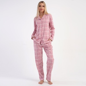 Pijama cu Nasturi din Bumbac Interlock 100% Vienetta, Model 'Sweet Rose' | Eleganță și Rezistență