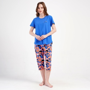 Pijama Damă Mărimi Mari cu Pantalon Trei Sferturi Vienetta 'Smile' - Bumbac 100% și Confort fără Compromis
