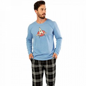 Pijamale Barbati Confortabile Gazzaz by Vienetta Model 'Make It So' Blue