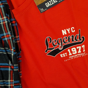 Pijamale Barbati din Bumbac 100% Gazzaz by Vienetta Model 'Legend 1977 Premium Product' Red