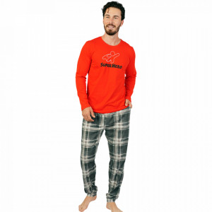 Pijamale Barbati din Bumbac 100% Gazzaz by Vienetta Model 'Super Hero' Red