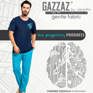 Pijamale Barbati din Bumbac Gazzaz by Vienetta, Model 'New Perspectives'
