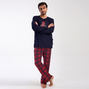 Pijamale Bărbați din Bumbac Interlok Vienetta | MAN Model 'Gentlemen'. Prezentare pijama din față.