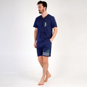 Pijamale Barbati Pantalon Scurt Vienetta | MAN Model 'Kings County' Blue 👑