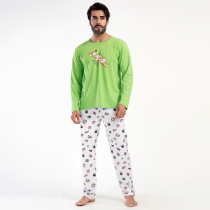 Pijamale Bărbați din Bumbac Vienetta | MAN Model 'Sushiiii Time'. Prezentare pijama din față.