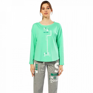 Pijamale Confortabile Dama Vienetta Model 'Less Talk' Culoare Verde