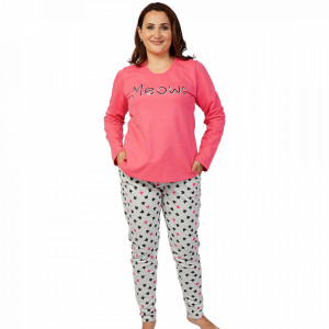 Pijamale Confortabile din Bumbac Vatuit Marimi Mari Vienetta Model 'Meows' 😻