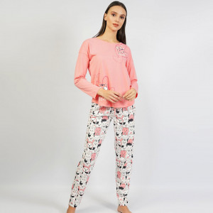 Pijamale Confortabile din Bumbac Vienetta Model 'All You Need is Love' Pink