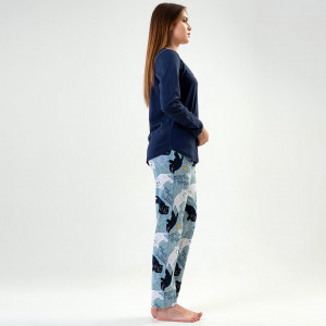 Pijamale Confortabile din Bumbac Vienetta, Model 'Sweet Dreams Kitty'