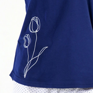 Pijamale cu Maieu Vienetta Model 'Forever Tulips' Blue