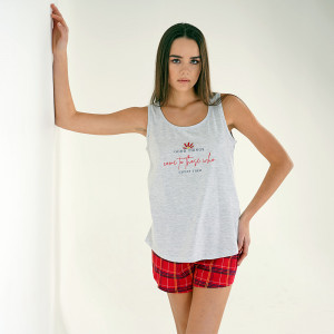 Pijamale cu Maieu Vienetta Model 'Good Things Will Come' Gray