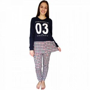 Pijamale Dama Bumbac 100%, Charachter, 'Private And Secret' Blue