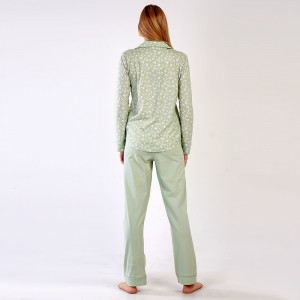 Pijamale Dama cu Nasturi din Bumbac 100% Vienetta, Model 'New Beginnenigs'