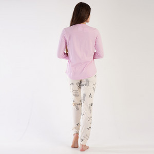 Pijamale Dama din Bumbac 100% Vienetta, Model 'Family Warm'