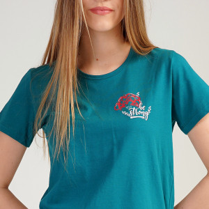 Pijamale Dama din Bumbac Vienetta, Model 'Be Strong' Green