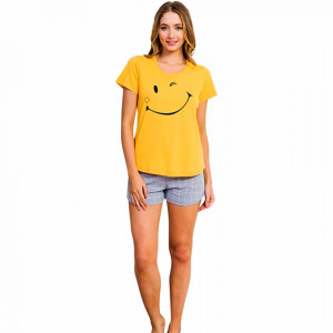 Pijamale Dama Manesca Scurta Pantalon Scurt Vienetta Model 'Smile Day & Night'