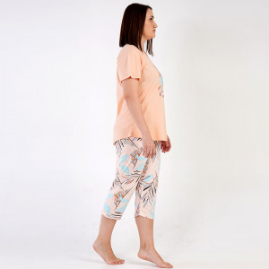 Pijamale Dama Marimi Mari Vienetta Model 'Flower Market' Cream Peach