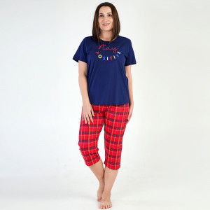 Pijamale Dama Marimi Mari Vienetta Model 'Stay Positive' Blue