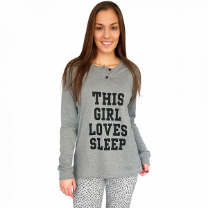 Pijamale Dama Snelly L'Originale Model 'This Girl Loves Sleep' Gray