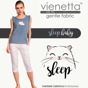 Pijamale Dama Vienetta cu Pantalon 3/4 Model 'Sleep Baby'