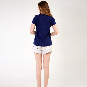 Pijamale Dama Vienetta din Bumbac 100%, Model 'Belive in Your Dreams' Blue
