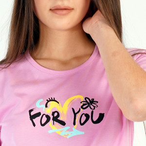 Pijamale Dama Vienetta din Bumbac 100%, Model 'For You' Pink