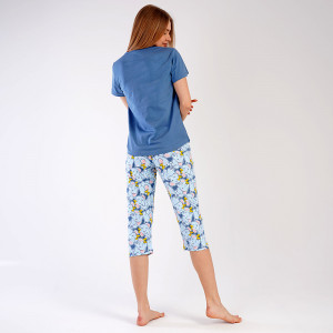 Pijamale Dama Vienetta din Bumbac 100%, Model 'Belive' Silver Pine