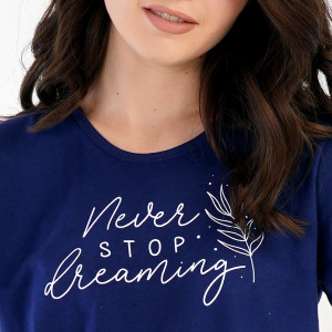 Pijamale Dama Vienetta din Bumbac 100%, Model 'Never Stop Dreaming'