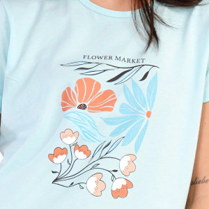 Pijamale Dama Vienetta din Bumbac 100%, Model 'Nostalgic Life' Blue