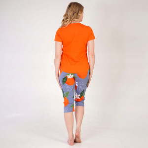Pijamale Dama Vienetta din Bumbac 100%, Model 'So Much Hug' Orange 🍊