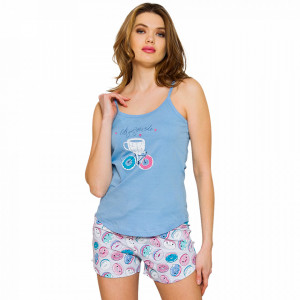 Pijamale Dama Vienetta, 'Let's Go for a Midle' Culoare Albastru