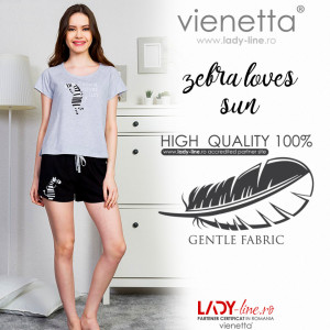 Pijamale Dama Vienetta, 'Zebra Loves Sun' Gray