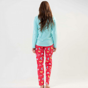 Pijamale din Bumbac Vienetta, Model 'Be Happy!'