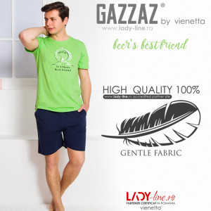Pijamle Barbati Gazzaz by Vienetta, 'The Man's Best Friend', Culoare Verde
