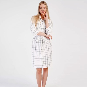 Rochie Tip Halat cu Nasturi, Guler, Buzunare si Cordon Vienetta Model 'Yvonne' | Rafinament și Versatilitate