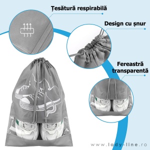 Saci Depozitare Încălțăminte Set 5 Bucăți Culoare Gri | Protecție, Ordine și Economie de Spațiu