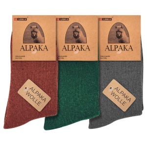 Șosete cu Lână de Alpaka Set 3 Perechi Model 'Dreams in Colours' | Design Clasic, Confort și Căldură. Prezentarea șosetelor cu etichete.