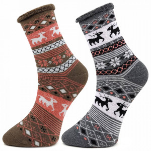Șosete Termo Călduroase din Bambus Set 2 Perechi Model 'Warm Moments' Cream & Gray