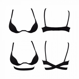 Sutien Decolteu Adanc cu PUSH-UP, Culoare Negru