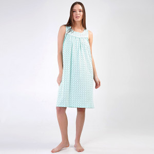 Vienetta Nightgown 100% Cotton Model 'Fresh Summer' Green