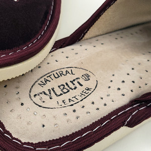 Papuci de Casa din Piele Culoare Alb, Model 'Summer London Brogue' Burgundy
