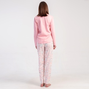 Pijama Damă din Bumbac 100% Vienetta, Model 'Love All You Need' - prezentare pijama vedere din spate.