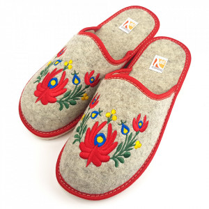 Women's Cloth Slippers, 'Floral Mandala' Pattern, Cream Color